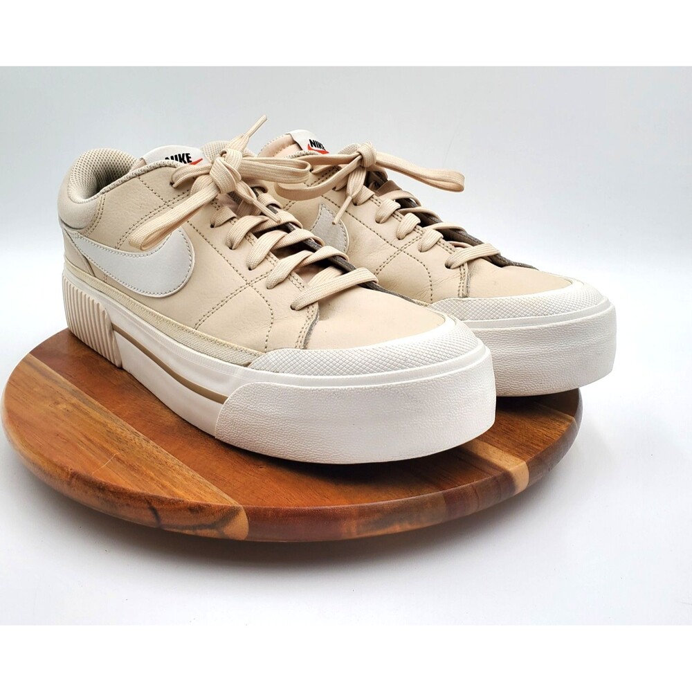 Nike Court Legacy Lift Shoes Womens 11 Beige/White DM7590-200 Platform Sneakers